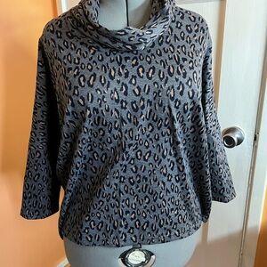 Leopard Print Cowl Neck Sweater